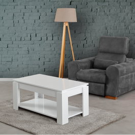 Hanah Home Mesa de Centro Shelf - Shiny White